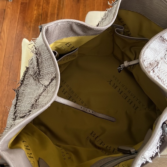 Authentic Burberry Prorsum Garden party raffia bag taupe with plaid pattern rare - Picture 3 of 16